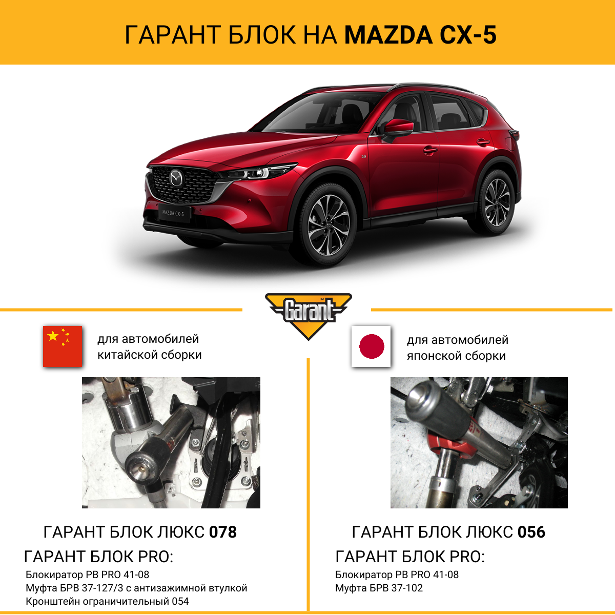 Блокиратор рулевого вала Гарант Блок Мазда СХ-5